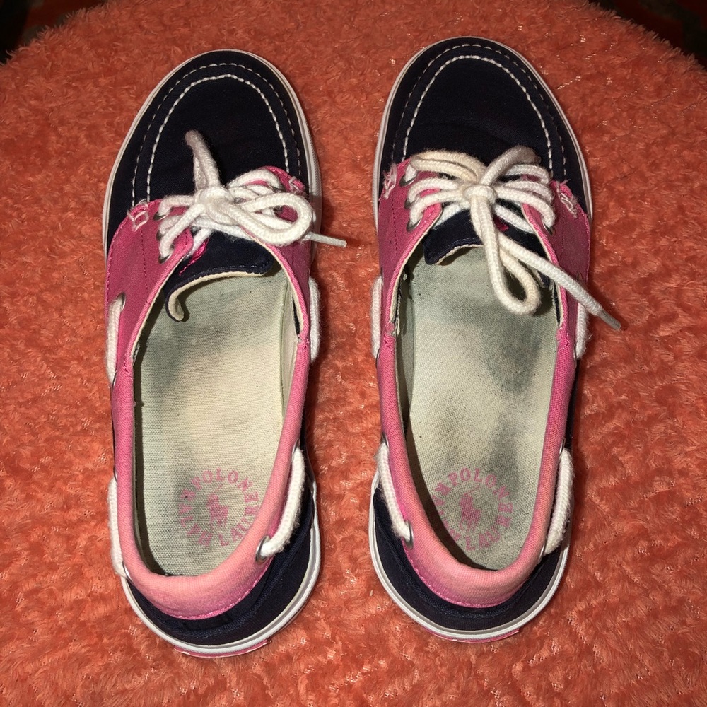 SOLD! Polo Ralph Lauren Lilia Boat Shoe Pink/Blue - Picture 5 of 8